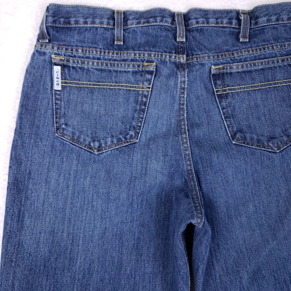 Cinch Mens Straight Leg Jeans Blue Medium Wash Denim Cowboy Western 36x32